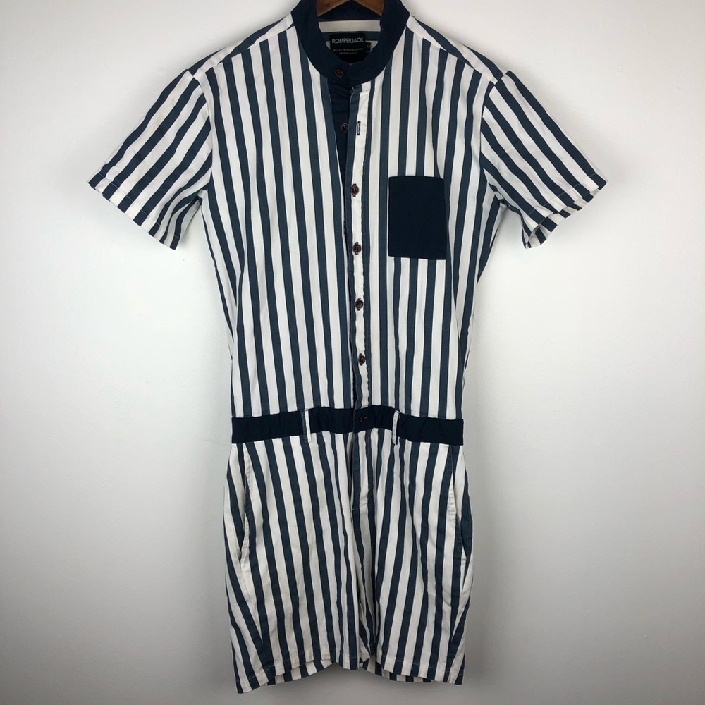 ROMPER JACK Short Sleeve Striped Shorts Romper